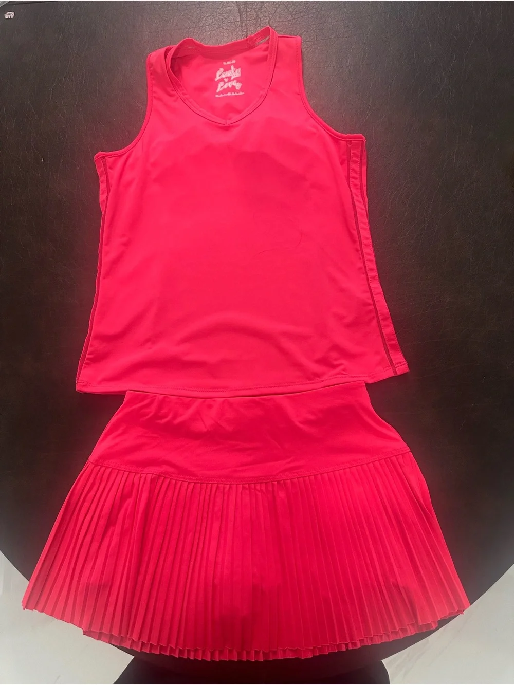 LUCKY IN LOVE  Bright Pink Girls' Tank Top and Skort Set NWOT